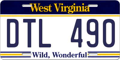 WV license plate DTL490