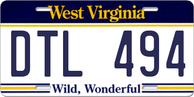 WV license plate DTL494