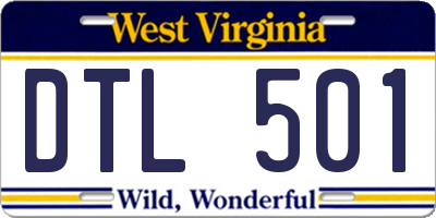 WV license plate DTL501