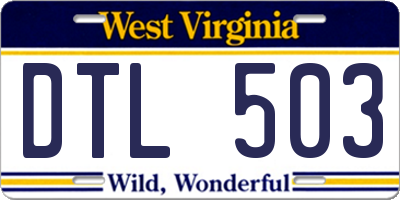 WV license plate DTL503