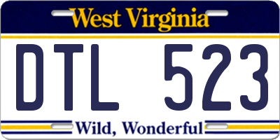 WV license plate DTL523