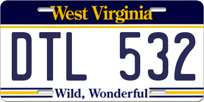WV license plate DTL532