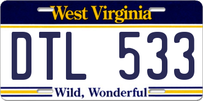 WV license plate DTL533