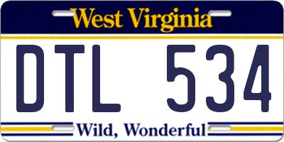 WV license plate DTL534