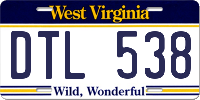 WV license plate DTL538