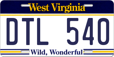 WV license plate DTL540