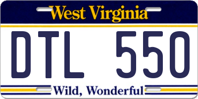 WV license plate DTL550