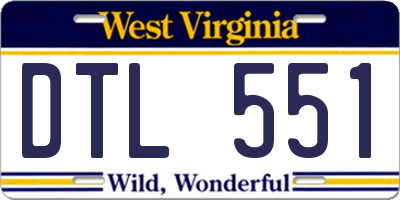 WV license plate DTL551