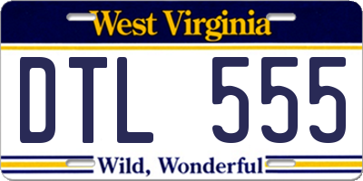 WV license plate DTL555