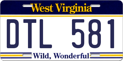 WV license plate DTL581