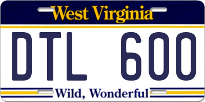 WV license plate DTL600