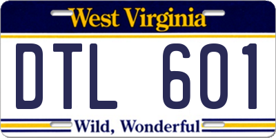 WV license plate DTL601