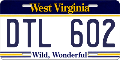 WV license plate DTL602