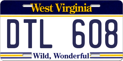 WV license plate DTL608