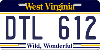 WV license plate DTL612