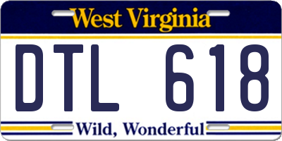 WV license plate DTL618