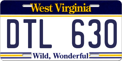 WV license plate DTL630