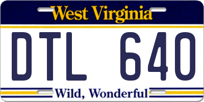 WV license plate DTL640