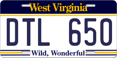 WV license plate DTL650