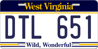 WV license plate DTL651