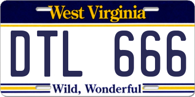 WV license plate DTL666