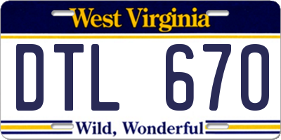 WV license plate DTL670