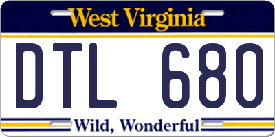 WV license plate DTL680