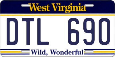 WV license plate DTL690