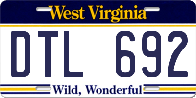 WV license plate DTL692