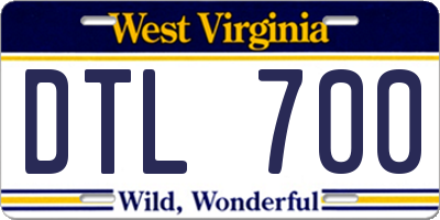 WV license plate DTL700