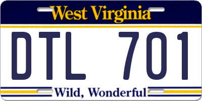 WV license plate DTL701