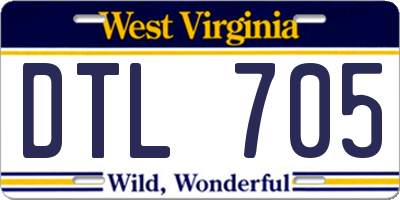 WV license plate DTL705