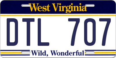 WV license plate DTL707