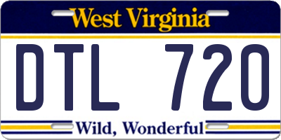WV license plate DTL720
