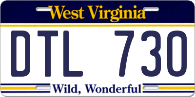 WV license plate DTL730