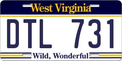WV license plate DTL731