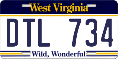 WV license plate DTL734