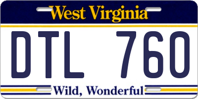 WV license plate DTL760