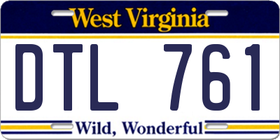 WV license plate DTL761