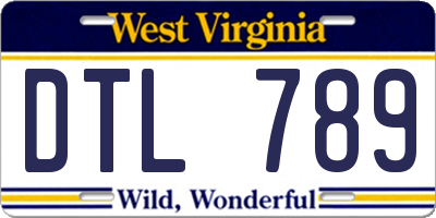 WV license plate DTL789