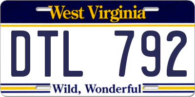 WV license plate DTL792