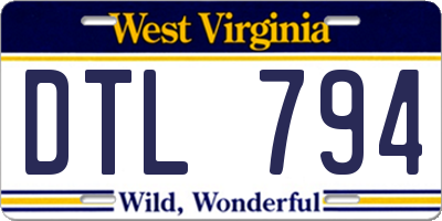 WV license plate DTL794