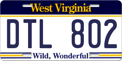 WV license plate DTL802