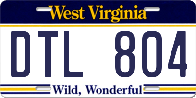 WV license plate DTL804
