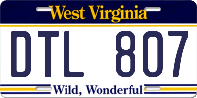 WV license plate DTL807