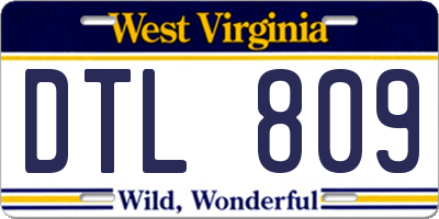 WV license plate DTL809