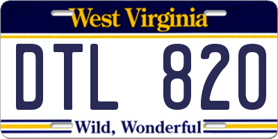 WV license plate DTL820