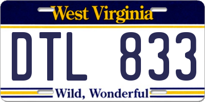 WV license plate DTL833