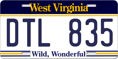WV license plate DTL835