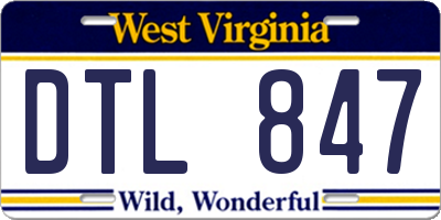 WV license plate DTL847
